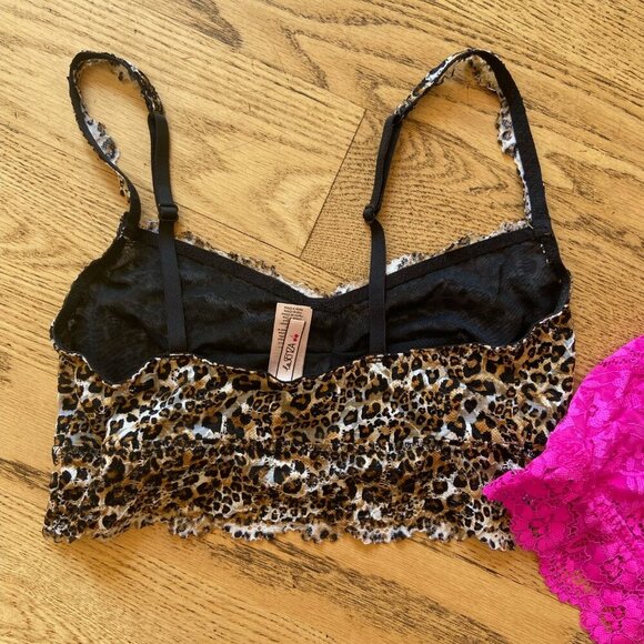 NWOT La Senza Set of 2 Lace Bralettes Bright Pink and Leopard Print Size Small - Picture 4 of 13